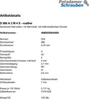 100 Hutmuttern DIN 986 A2 M4 rostfrei V2A Edelstahl