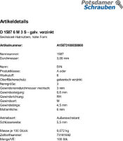 100 Hutmuttern DIN 1587 Kl. 6 verzinkt M3