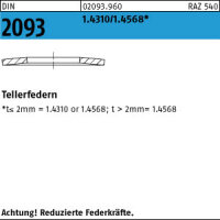 200 Edelstahl Tellerfedern DIN 2093 31,5x16,3x1,25