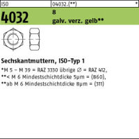 500 Sechskantmuttern ISO 4032 Kl. 8 gelb verzinkt M12