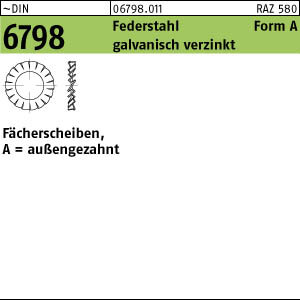 500 Fächerscheiben DIN 6798 verzinkt Form A 6,4 Ã˜ M6