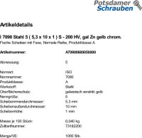 1000 Unterlegscheiben ISO 7090 gelb verzinkt M5 ( 5,3x10x1 )
