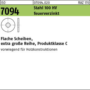 100 Scheiben ISO 7094 feuerverzinkt 10