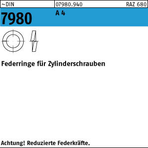 50 Edelstahl Federringe DIN 7980 A4 16