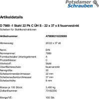 100 Scheiben,gestanzt DIN 7989 -1 feuerverzinkt 22 Pk C...
