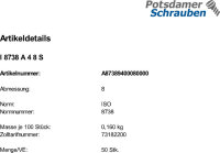 50 Edelstahl Scheiben ISO 8738 A4 8