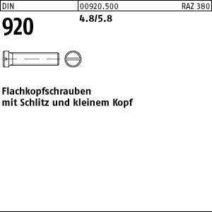 100 Flachkopfschrauben DIN 920 4.8 / 5.8 M4x10 Stahl