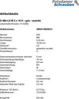 200 Schlitz Linsensenkschrauben DIN 964 4.8 verzinkt M5x16