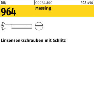 200 Schlitz Linsensenkschrauben DIN 964 Messing M5x100