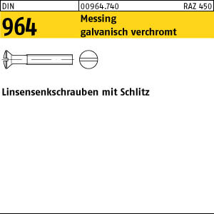 200 Schlitz Linsensenkschrauben DIN 964 Messing verchromt M4x20