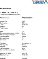 1000 Edelstahl V2A Linsenkopfschrauben DIN 7985 A2 TX M2x10