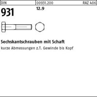25 Sechskantschrauben DIN 931 12.9 schwarz M20x160