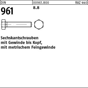 100 Feingewinde Sechskantschrauben DIN 961 8.8 M10x1,25x40