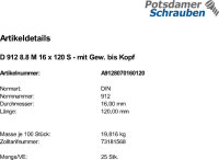 25 Innensechskant Zylinderkopfschrauben DIN 912 8.8...