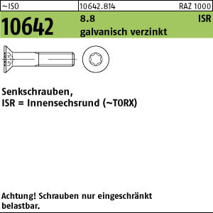 200 Torx Senkkopfschrauben ISO 10642 8.8 verzinkt M6x30 TX