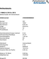 200 Edelstahl V2A Innensechskant Senkkopfschrauben ISO 10642 A2 M8x20