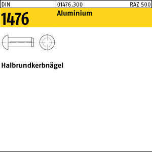 500 Aluminium Halbrundkerbnägel DIN 1476 AL 2,5x8