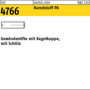 100 Schlitz Gewindestifte ISO 4766 Polyamid M4x20 PA 6.6