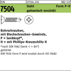 1000 Senkkopf Bohrschrauben DIN 7504 verzinkt P 2,9x13 -H