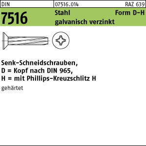2000 Gewinde Schneidschrauben DIN 7516 Stahl D M3x16 -H verzinkt