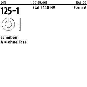 200 Unterlegscheiben DIN 125 Stahl 140HV Form A 21 Ã˜ M20