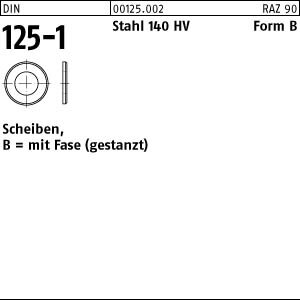50 Unterlegscheiben DIN 125 Stahl 140HV Form B 28 Ã˜ M27