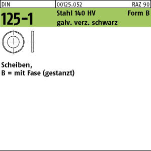 1000 Unterlegscheiben DIN 125 schwarz chromatiert 140HV Form B 8,4 Ã˜ M8