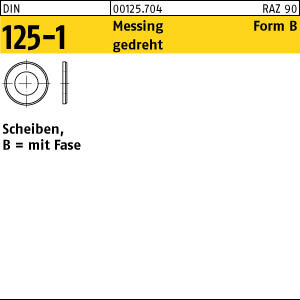 100 Messing Unterlegscheiben DIN 125 blank Form B 4,3 Ã˜ M4