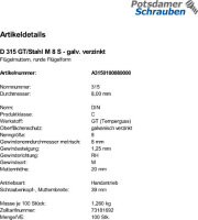 100 Flügelmuttern DIN 315 verzinkt M8