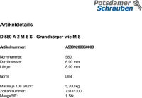 1 Edelstahl Ringschrauben (wie M8) DIN 580 A2 M6