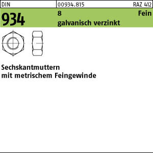 1 Feingewinde Sechskantmuttern DIN 934 Kl. 8 verzinkt M36x2