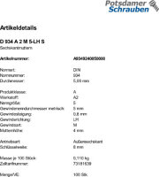 100 Edelstahl V2A Linksgewinde Sechskantmuttern DIN 934...