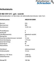100 Sechskantmuttern DIN 982 8 M12 verzinkt Stahl
