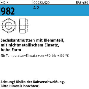 100 Sechskantmuttern DIN 982 A2 M5 V2A Edelstahl