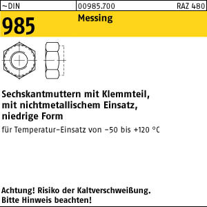 100 Sechskantmuttern DIN 985 Messing M4