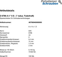 100 Edelstahl Spannscheiben DIN 6796 A4 6