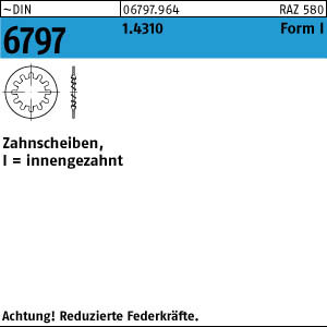 1000 Edelstahl Zahnscheiben DIN 6797 1.4310 Form I 8,4 Ã˜ M8