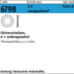 1000 Edelstahl V4A Fächerscheiben DIN 6798 A4 Form A 6,4 Ã˜ M6