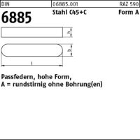 100 Passfedern DIN 6885 C45K A 4x4x8 Stahl