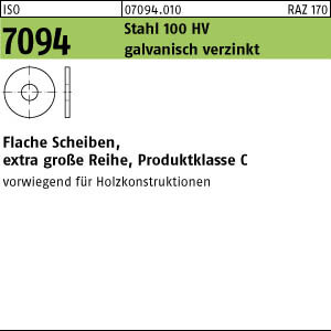 100 Scheiben ISO 7094 verzinkt 10