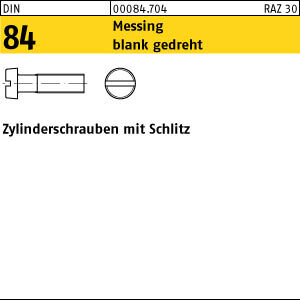 100 Schlitz Zylinderschrauben DIN 84 Messing M1,6x16