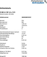 1000 Edelstahl V2A Schlitz Senkschrauben DIN 963 A2 M1,6x10