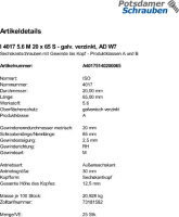 25 Sechskantschrauben ISO 4017 5.6 verzinkt M20x65
