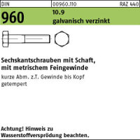 100 Feingewinde Sechskantschrauben DIN 960 10.9 verzinkt...