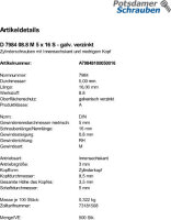 500 Innensechskant Zylinderkopfschrauben niedrig DIN 7984 8.8 verzinkt M5x16