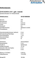 100 Innensechskant Zylinderkopfschrauben DIN 912 8.8 verzinkt M6x6