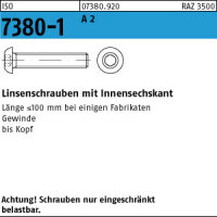100 Edelstahl V2A Innensechskant Linsenkopfschrauben ISO...