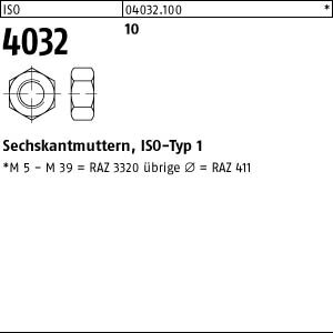 100 Sechskantmuttern ISO 4032 Kl. 10 Stahl M14