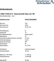 50 Sechskantmuttern ISO 4032 Kl. 10 feuerverzinkt M24