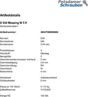 100 Sechskantmuttern DIN 934 Messing M5